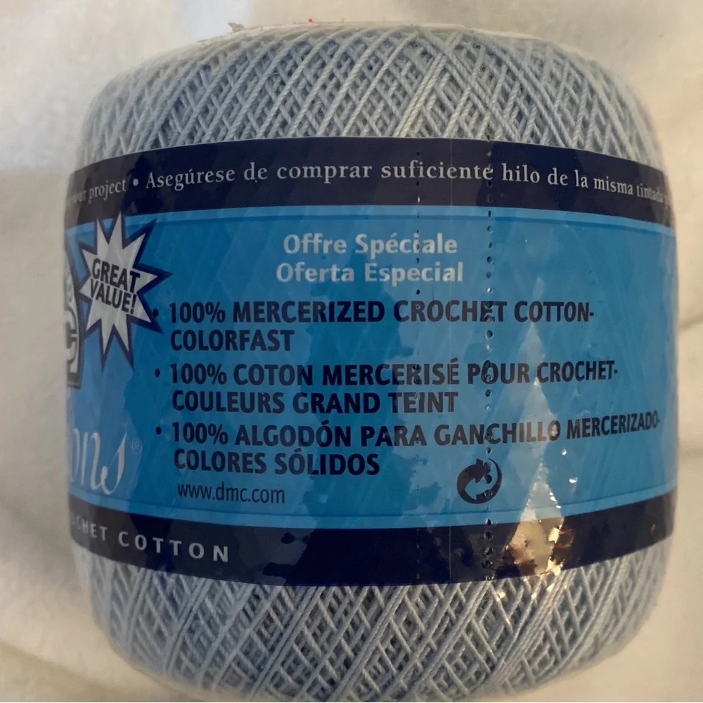 New DMC Traditions 100% mercerized crochet cotton colorfast light blue - Picture 2 of 6